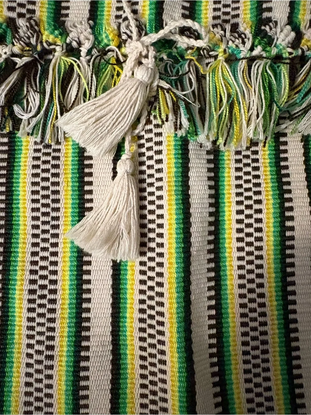 Boho Striped Fringe Crossbody Bag in Green and Cream-NWOT